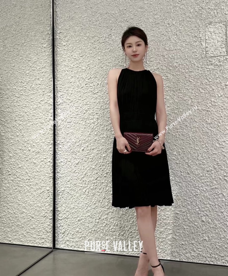 Saint Laurent Cassandre Matelasse Envelope Chain Wallet in Waxy Leather 742920 Burgundy 2024 Top Quality (HONGS-25081109)