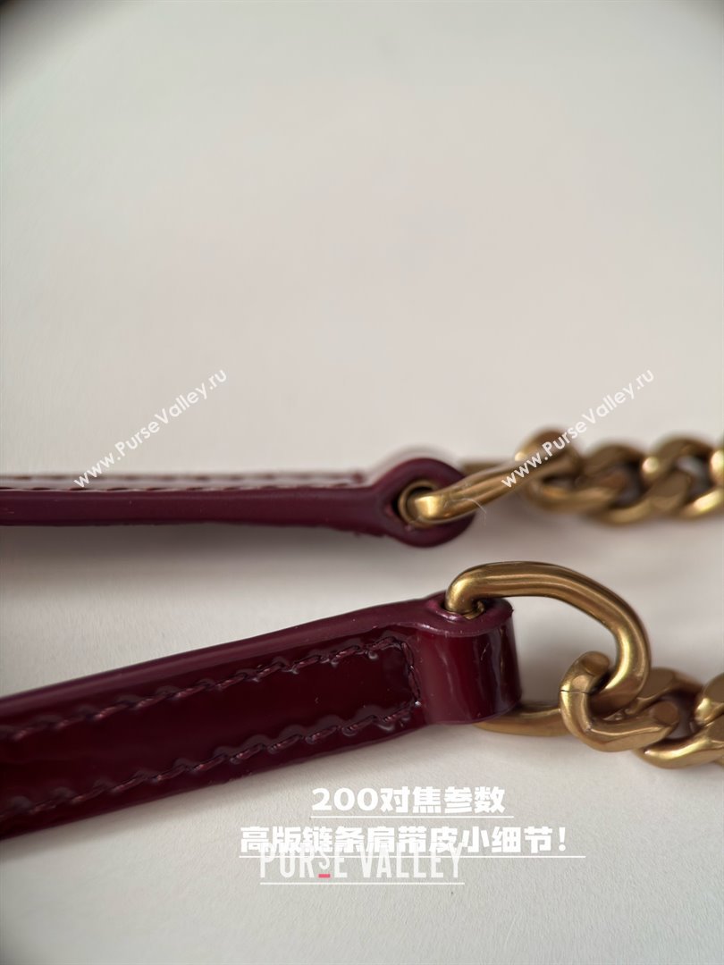 Saint Laurent Cassandre Matelasse Envelope Chain Wallet in Patent Leather 742920 Burgundy 2024 Top Quality (HONGS-25081110)