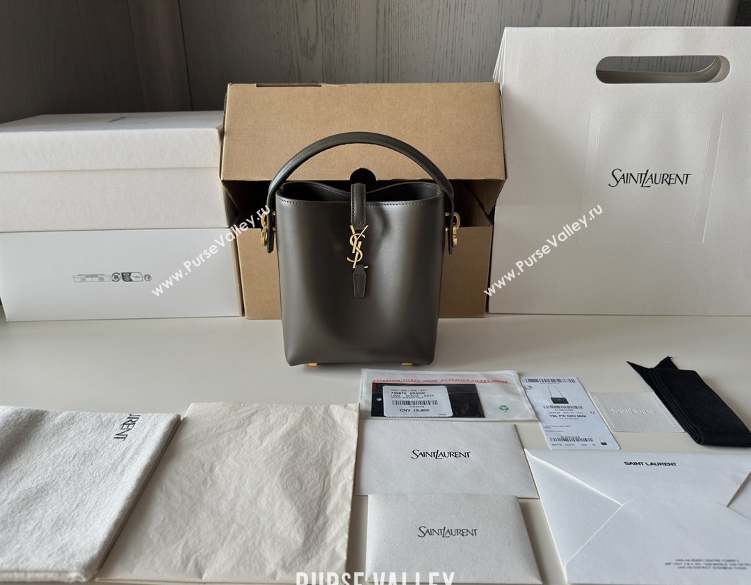 Saint Laurent LE 37 Mini Bucket Bag in Shiny Calfskin 765870 Light Musk 2025 Top Quality (HONGS-25080506)
