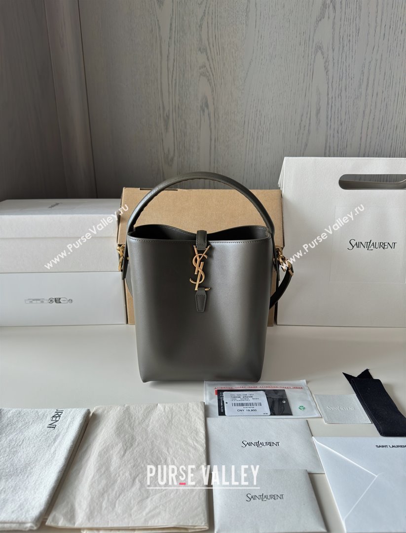 Saint Laurent LE 37 Mini Bucket Bag in Shiny Calfskin 765870 Light Musk 2025 Top Quality (HONGS-25080506)