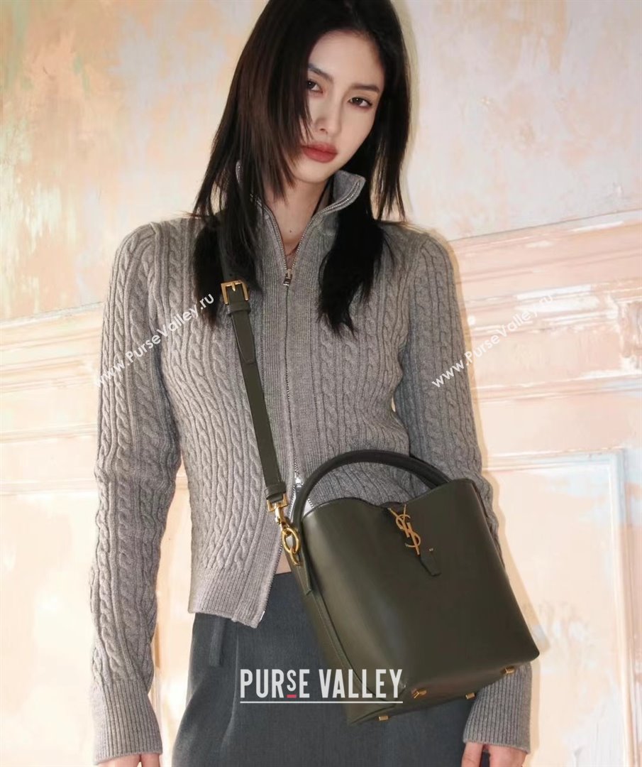 Saint Laurent LE 37 Mini Bucket Bag in Shiny Calfskin 765870 Light Musk 2025 Top Quality (HONGS-25080506)