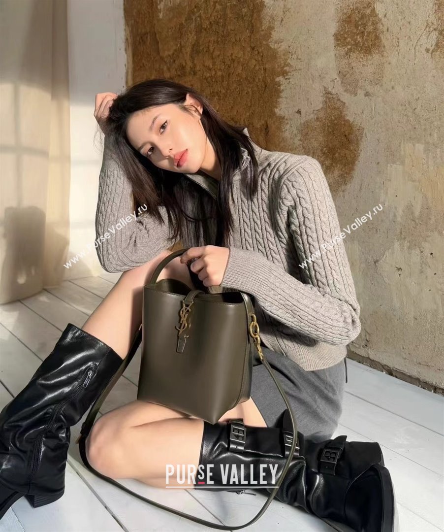 Saint Laurent LE 37 Mini Bucket Bag in Shiny Calfskin 765870 Light Musk 2025 Top Quality (HONGS-25080506)