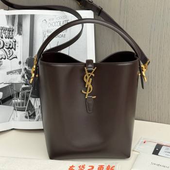 Saint Laurent Le 37 Small Bucket bag in Shiny Leather 749036 Coffee Red 2025 Top Quality (HONGS-25080507)