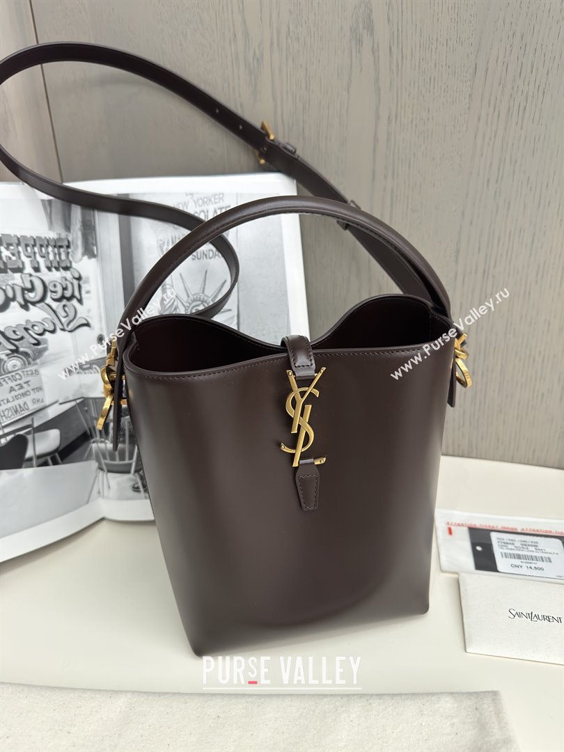 Saint Laurent Le 37 Small Bucket bag in Shiny Leather 749036 Coffee Red 2025 Top Quality (HONGS-25080507)