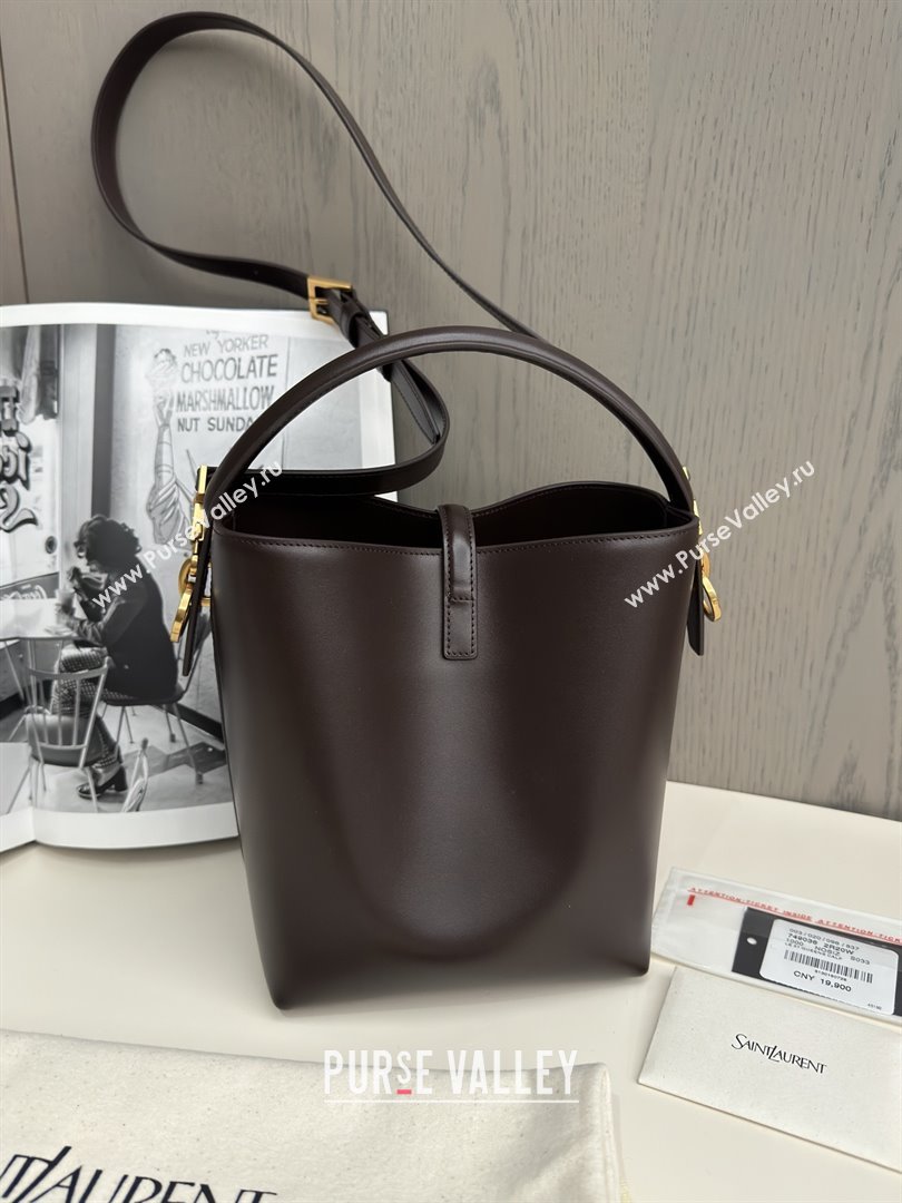 Saint Laurent Le 37 Small Bucket bag in Shiny Leather 749036 Coffee Red 2025 Top Quality (HONGS-25080507)