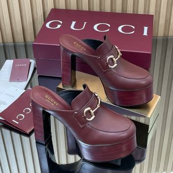 Gucci Platform Mule with Horsebit 835315 Burgundy 2025 (MD-25080605)