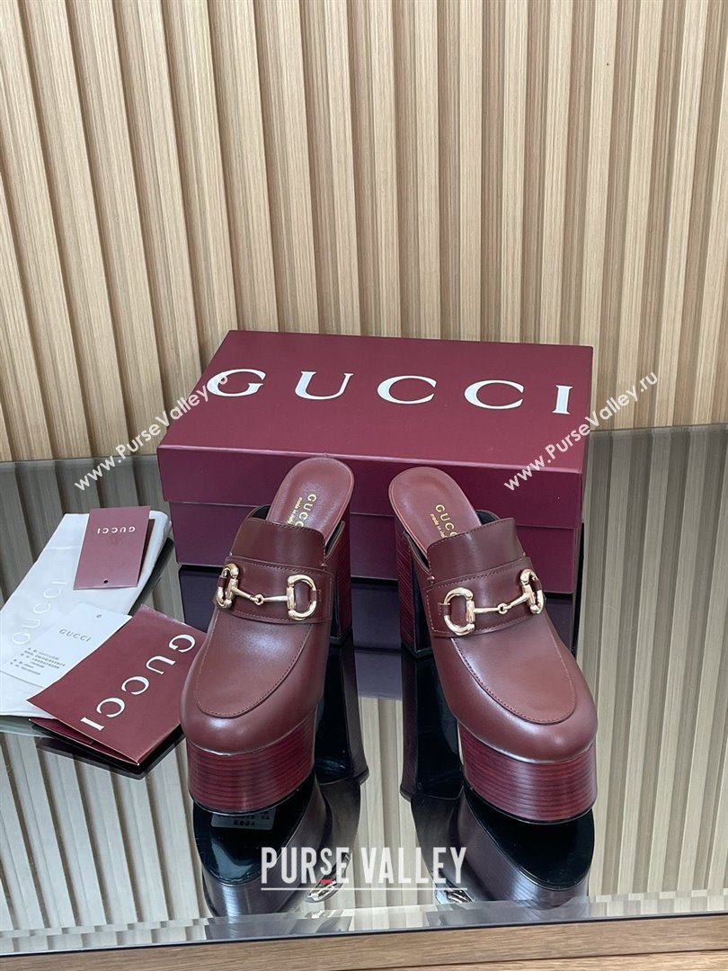 Gucci Platform Mule with Horsebit 835315 Burgundy 2025 (MD-25080605)
