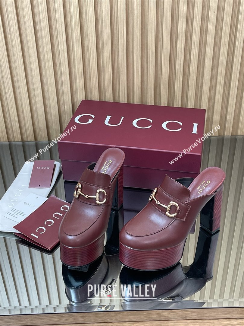 Gucci Platform Mule with Horsebit 835315 Burgundy 2025 (MD-25080605)