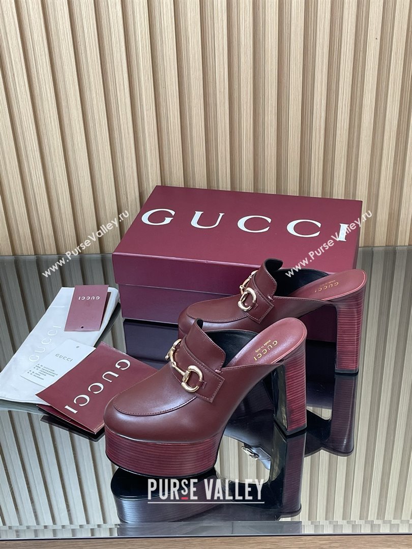 Gucci Platform Mule with Horsebit 835315 Burgundy 2025 (MD-25080605)