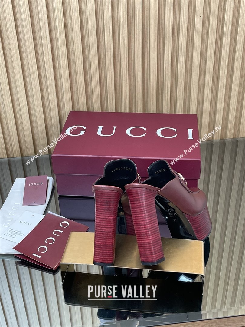 Gucci Platform Mule with Horsebit 835315 Burgundy 2025 (MD-25080605)