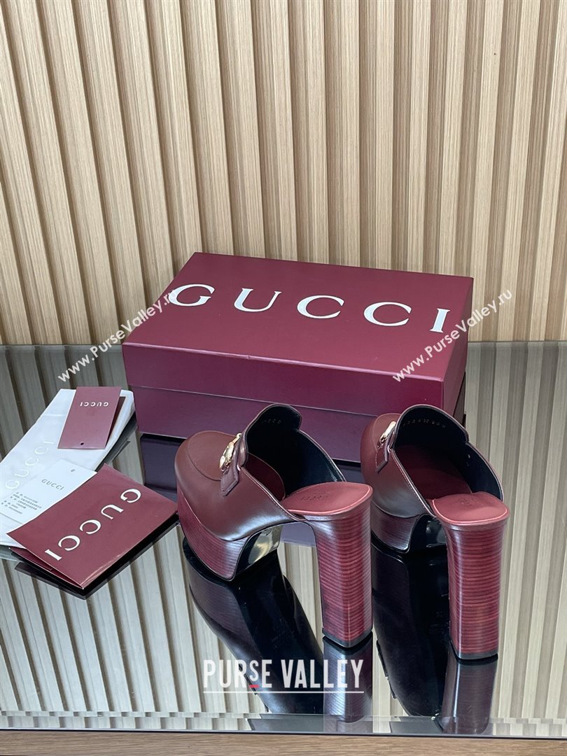 Gucci Platform Mule with Horsebit 835315 Burgundy 2025 (MD-25080605)