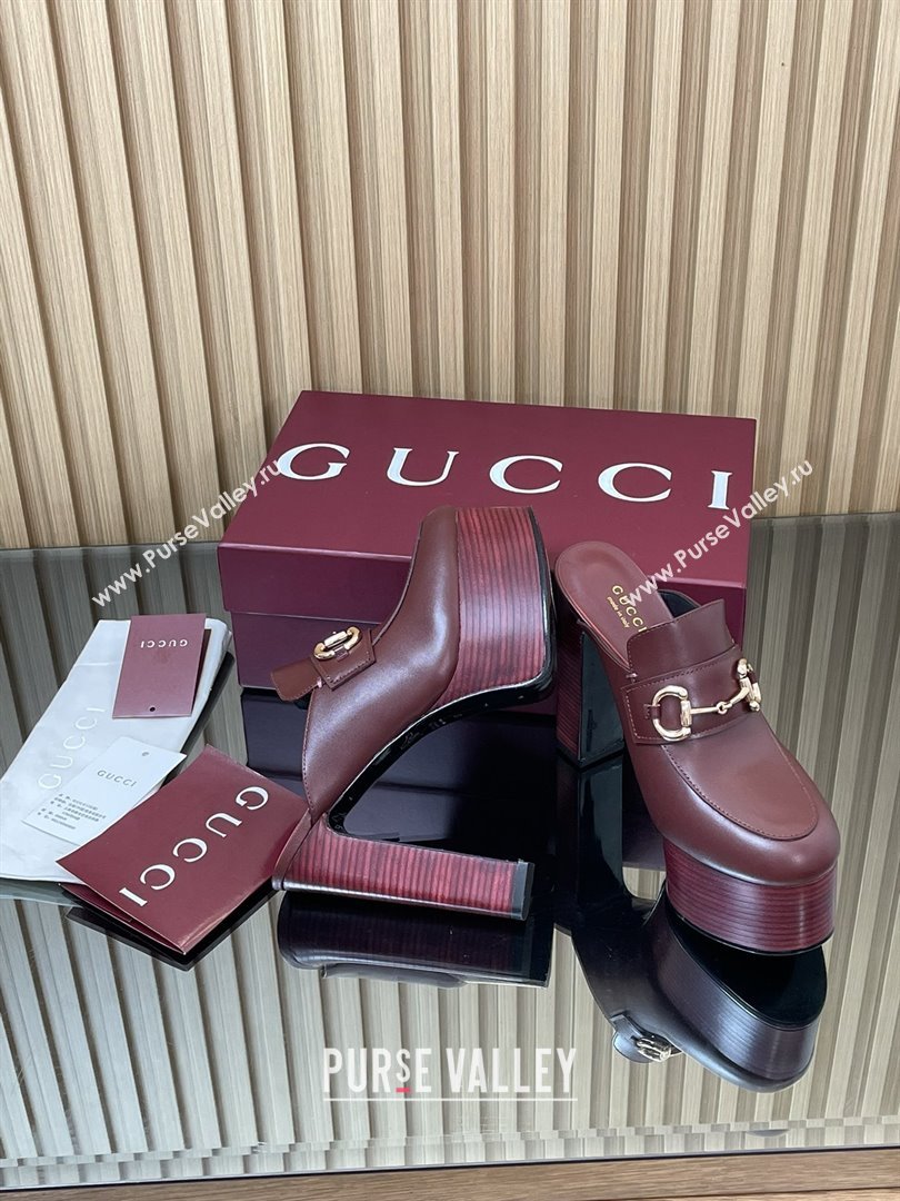 Gucci Platform Mule with Horsebit 835315 Burgundy 2025 (MD-25080605)