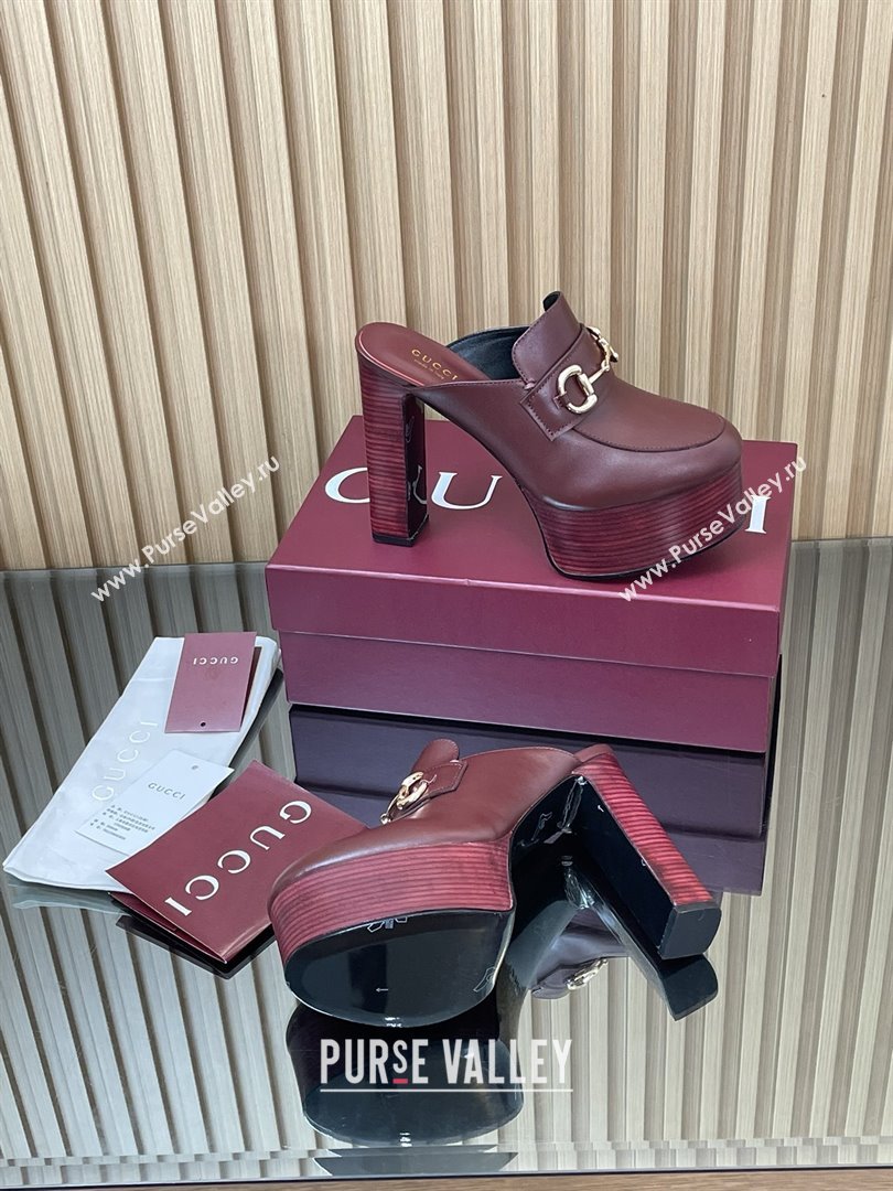 Gucci Platform Mule with Horsebit 835315 Burgundy 2025 (MD-25080605)