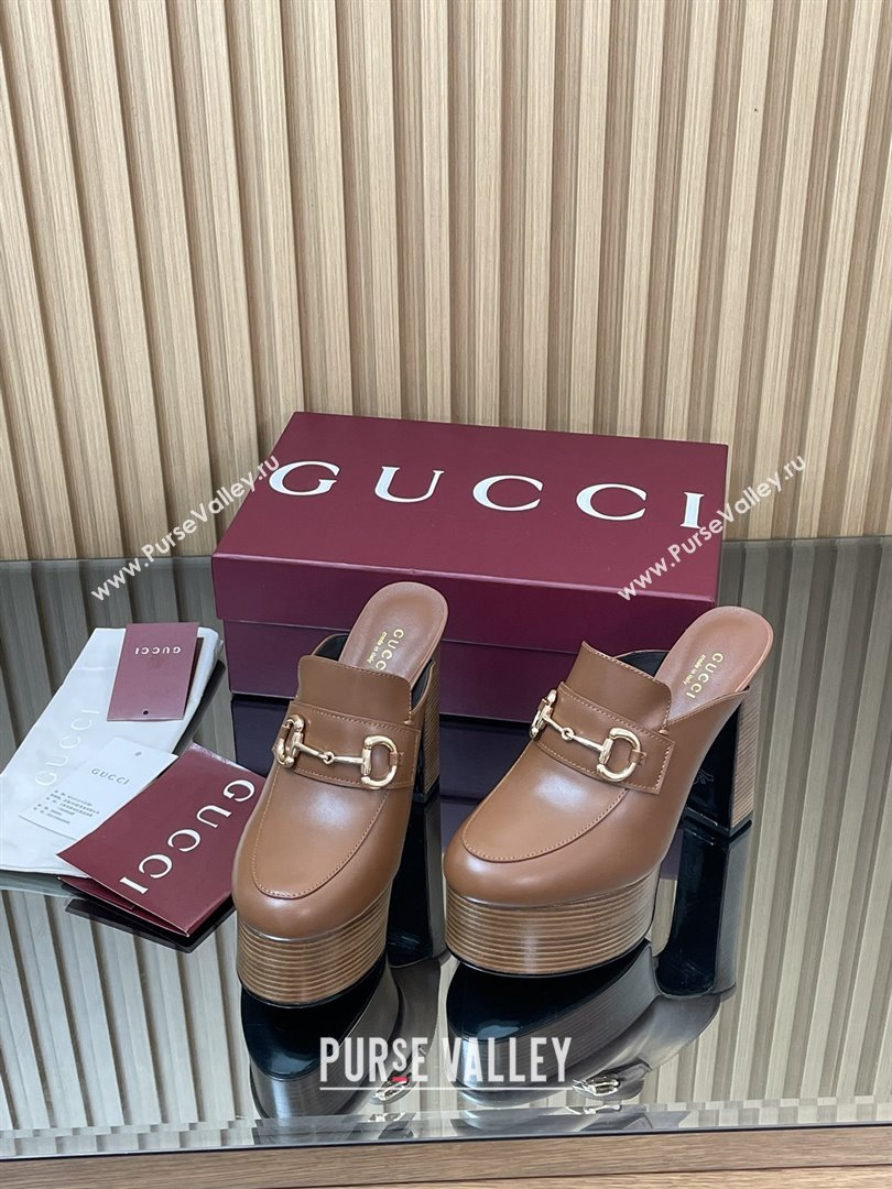 Gucci Platform Mule with Horsebit 835315 Brown 2025 (MD-25080606)