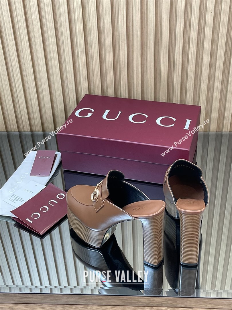Gucci Platform Mule with Horsebit 835315 Brown 2025 (MD-25080606)