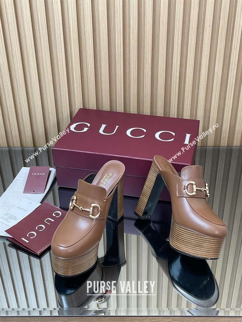 Gucci Platform Mule with Horsebit 835315 Brown 2025 (MD-25080606)
