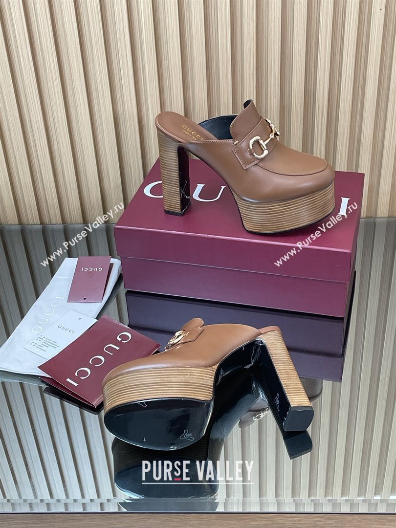 Gucci Platform Mule with Horsebit 835315 Brown 2025 (MD-25080606)