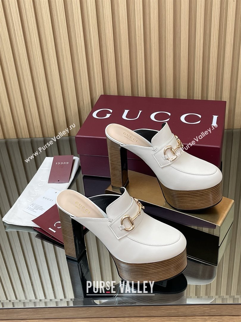 Gucci Platform Mule with Horsebit 835315 White 2025 (MD-25080607)