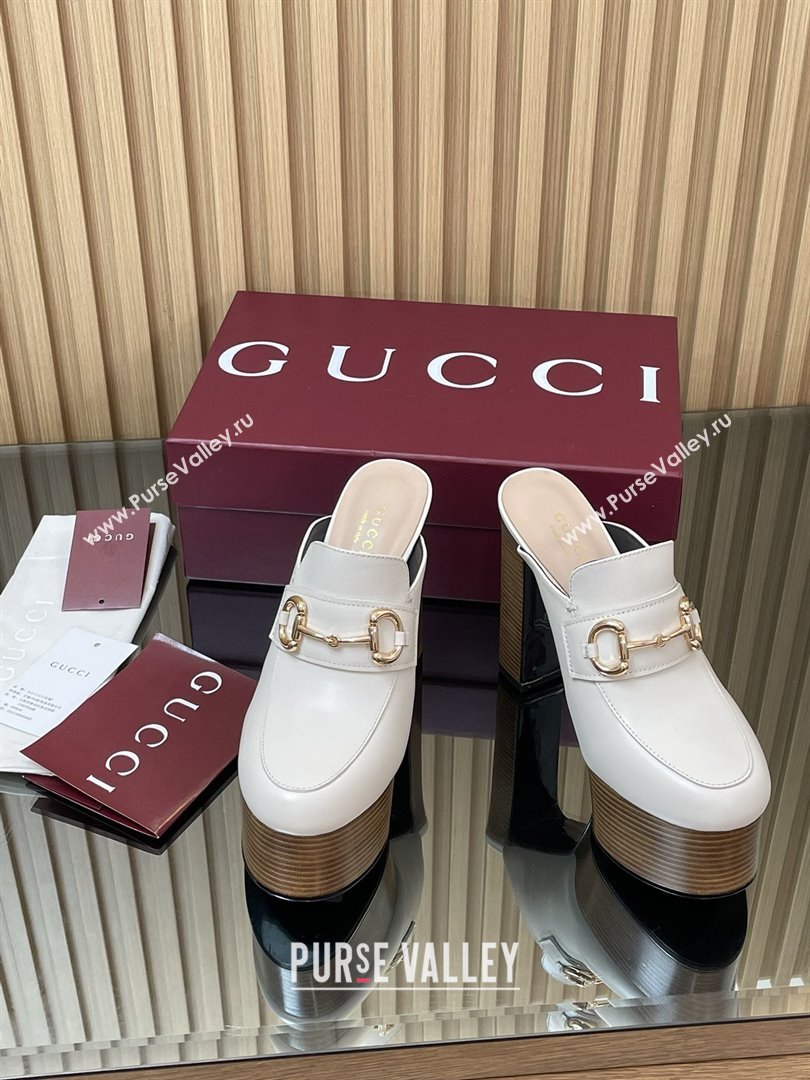 Gucci Platform Mule with Horsebit 835315 White 2025 (MD-25080607)