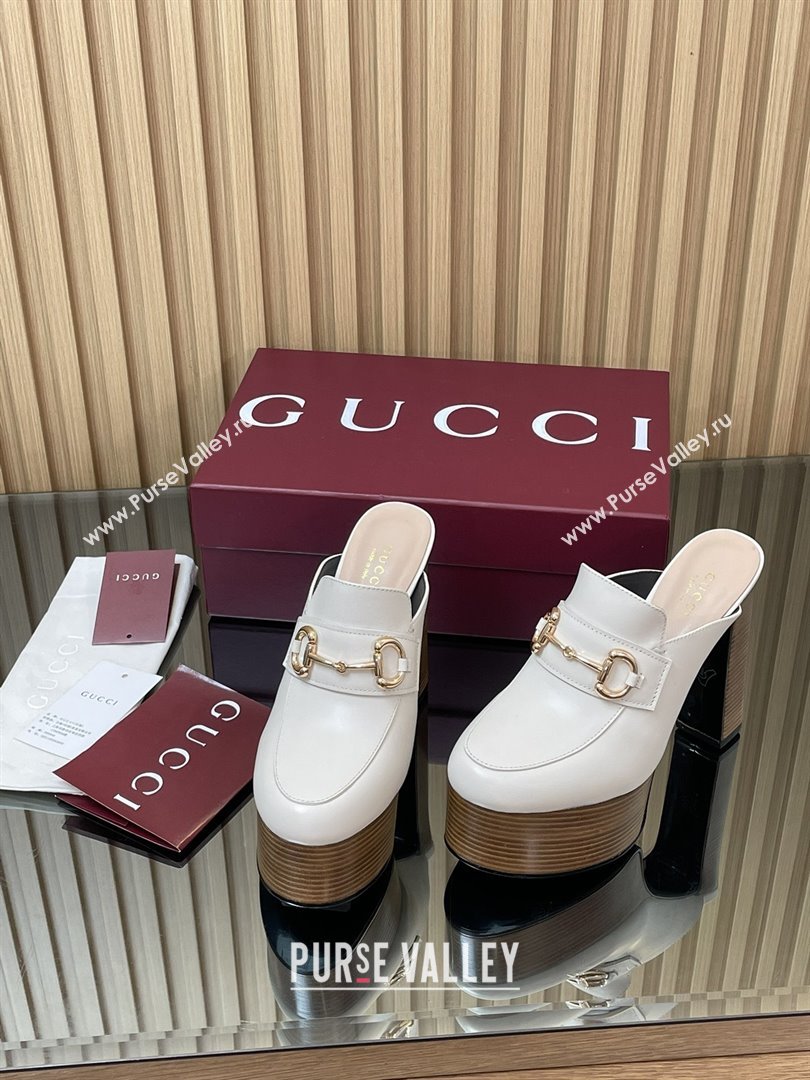 Gucci Platform Mule with Horsebit 835315 White 2025 (MD-25080607)
