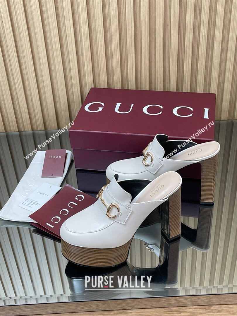 Gucci Platform Mule with Horsebit 835315 White 2025 (MD-25080607)