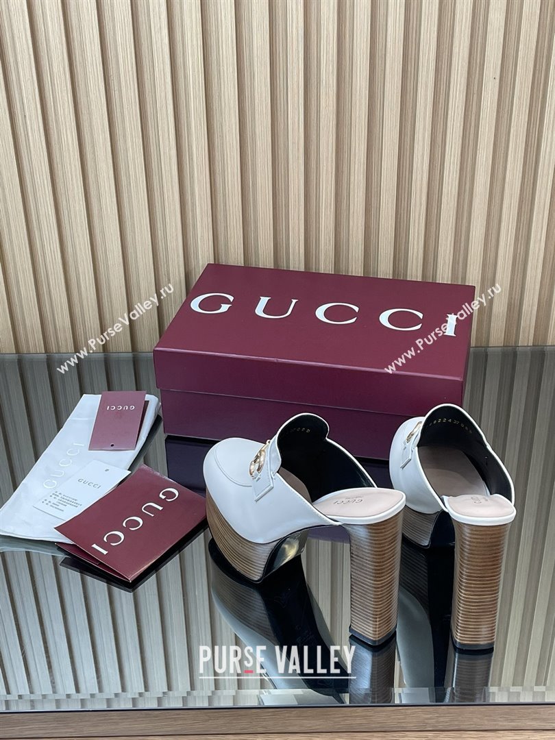 Gucci Platform Mule with Horsebit 835315 White 2025 (MD-25080607)