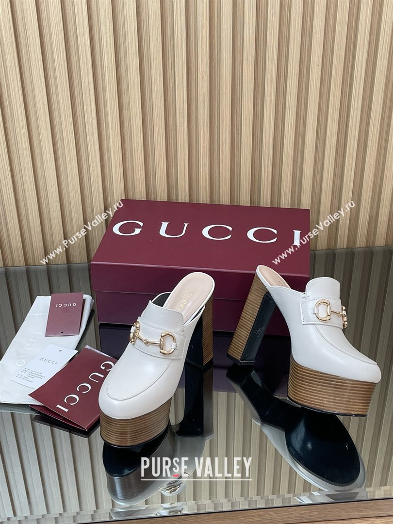 Gucci Platform Mule with Horsebit 835315 White 2025 (MD-25080607)