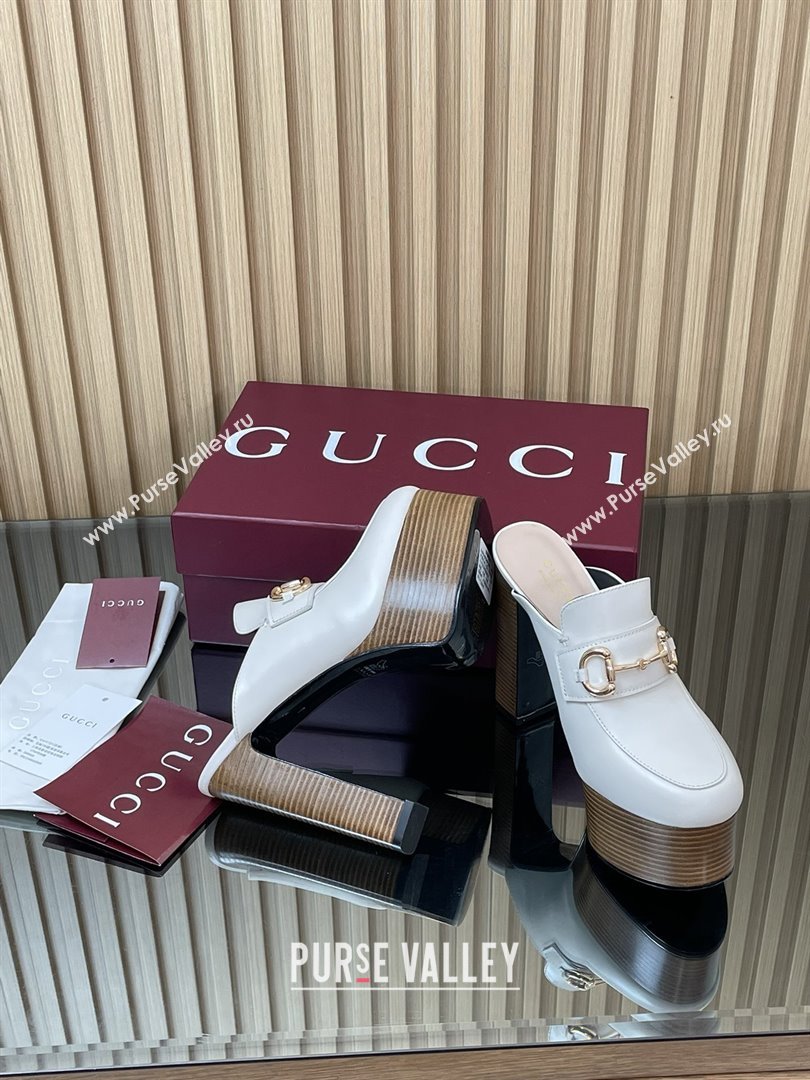 Gucci Platform Mule with Horsebit 835315 White 2025 (MD-25080607)