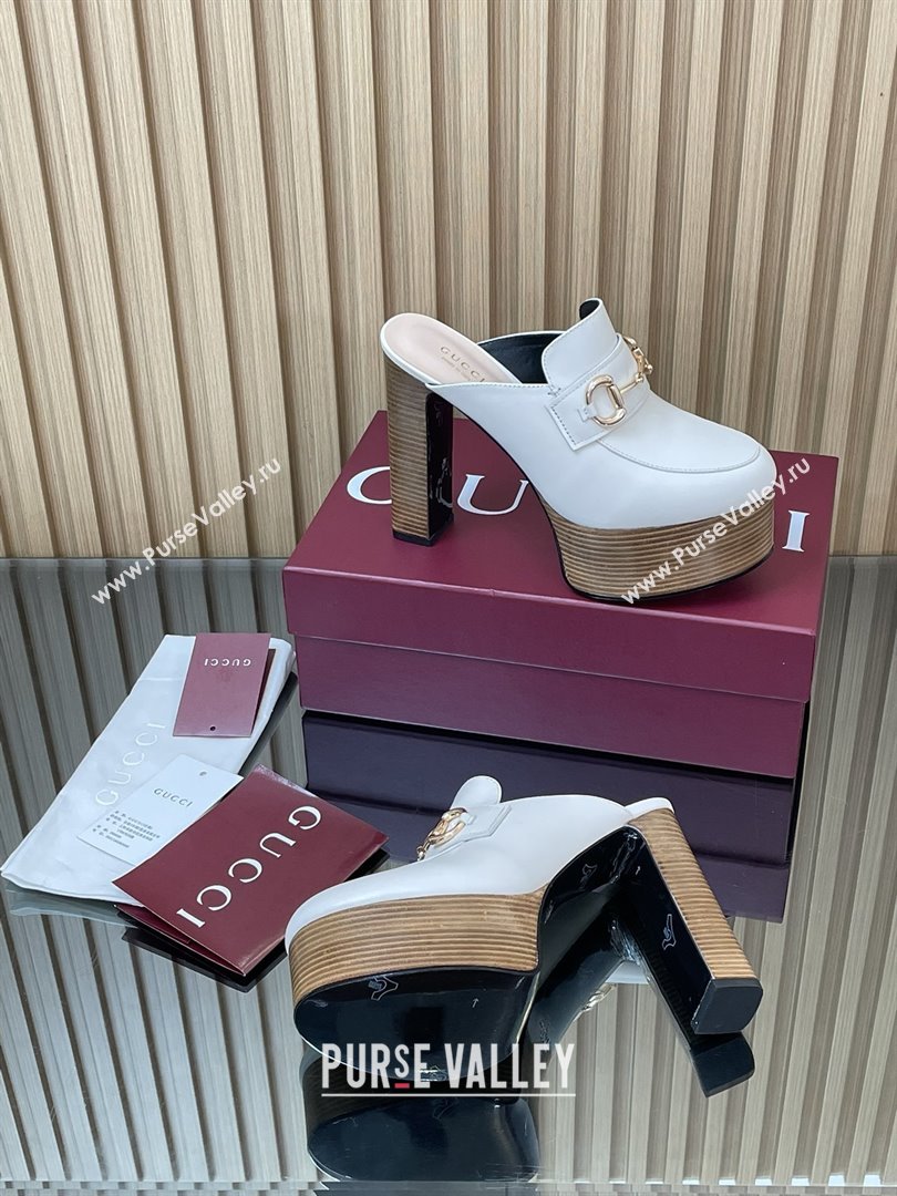 Gucci Platform Mule with Horsebit 835315 White 2025 (MD-25080607)