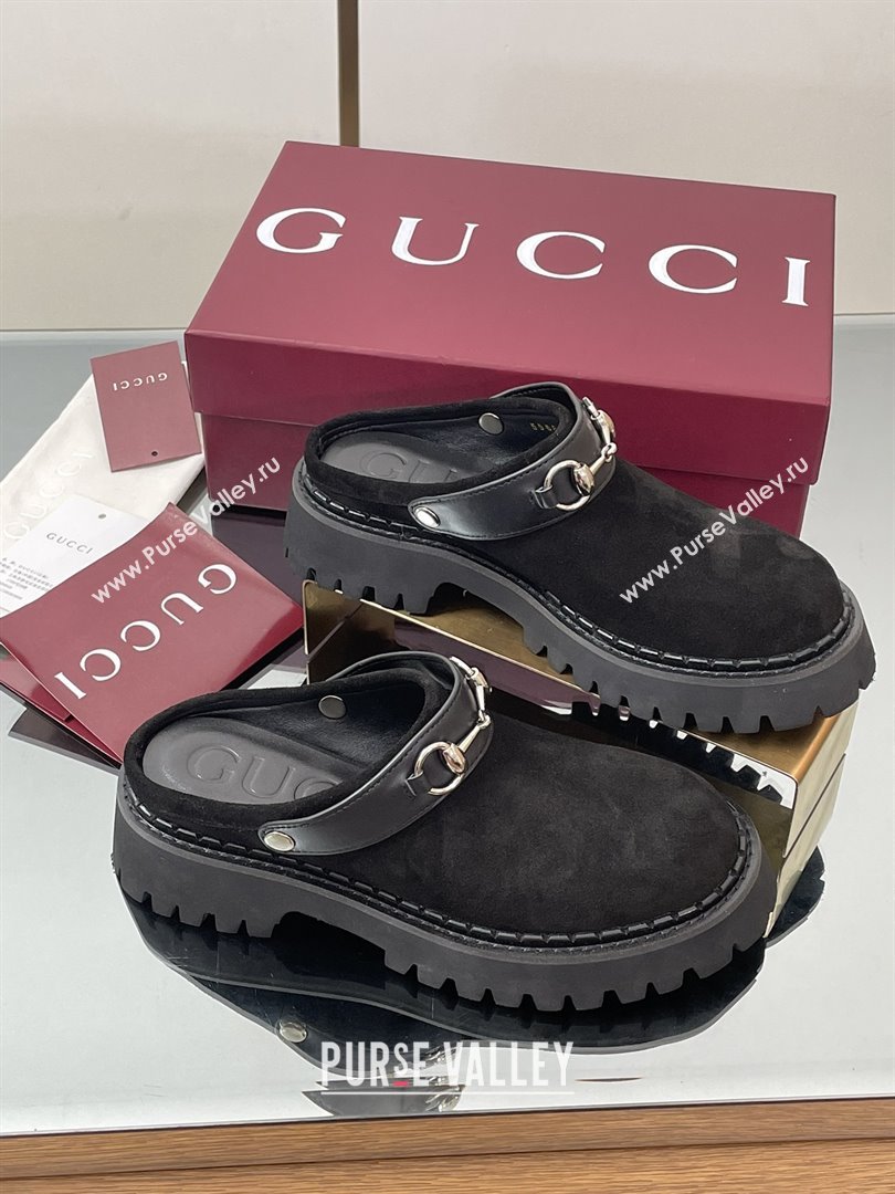 Gucci Suede Mule with Horsebit 835829 Black 2025 (MD-25080609)
