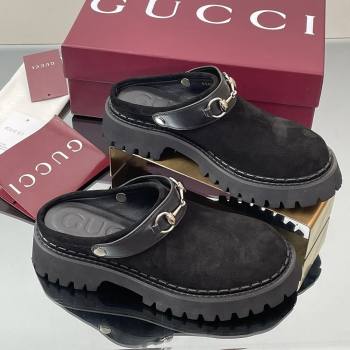 Gucci Suede Mule with Horsebit 835829 Black 2025 (MD-25080609)