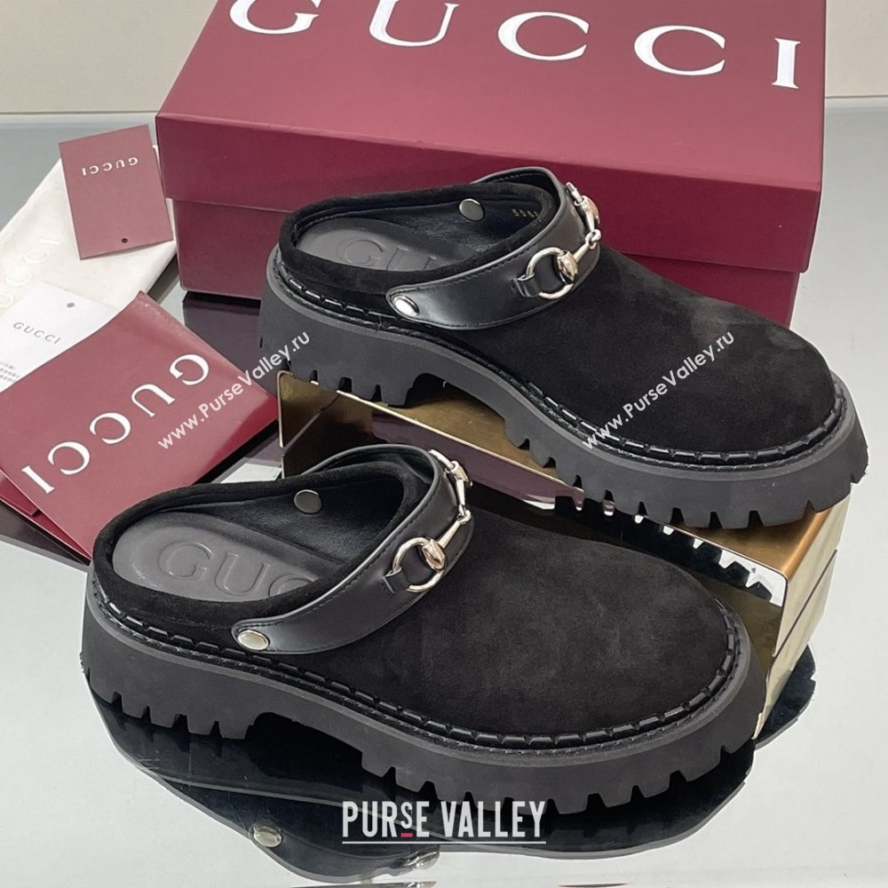 Gucci Suede Mule with Horsebit 835829 Black 2025 (MD-25080609)