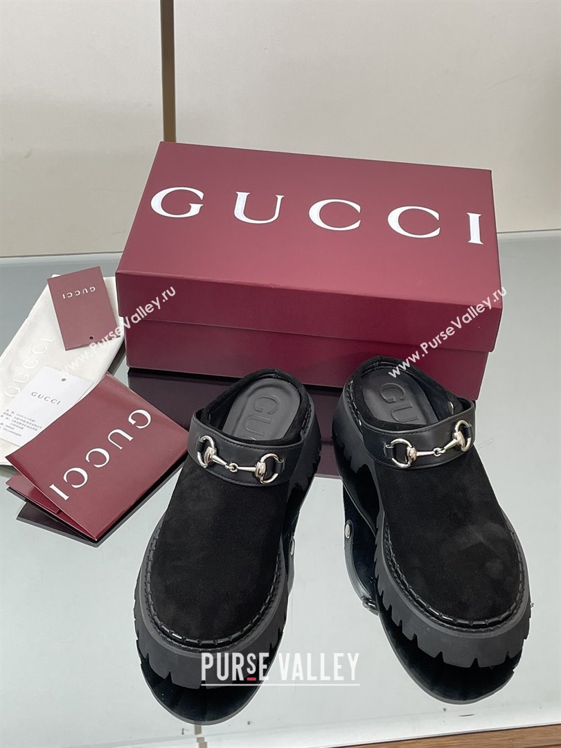 Gucci Suede Mule with Horsebit 835829 Black 2025 (MD-25080609)