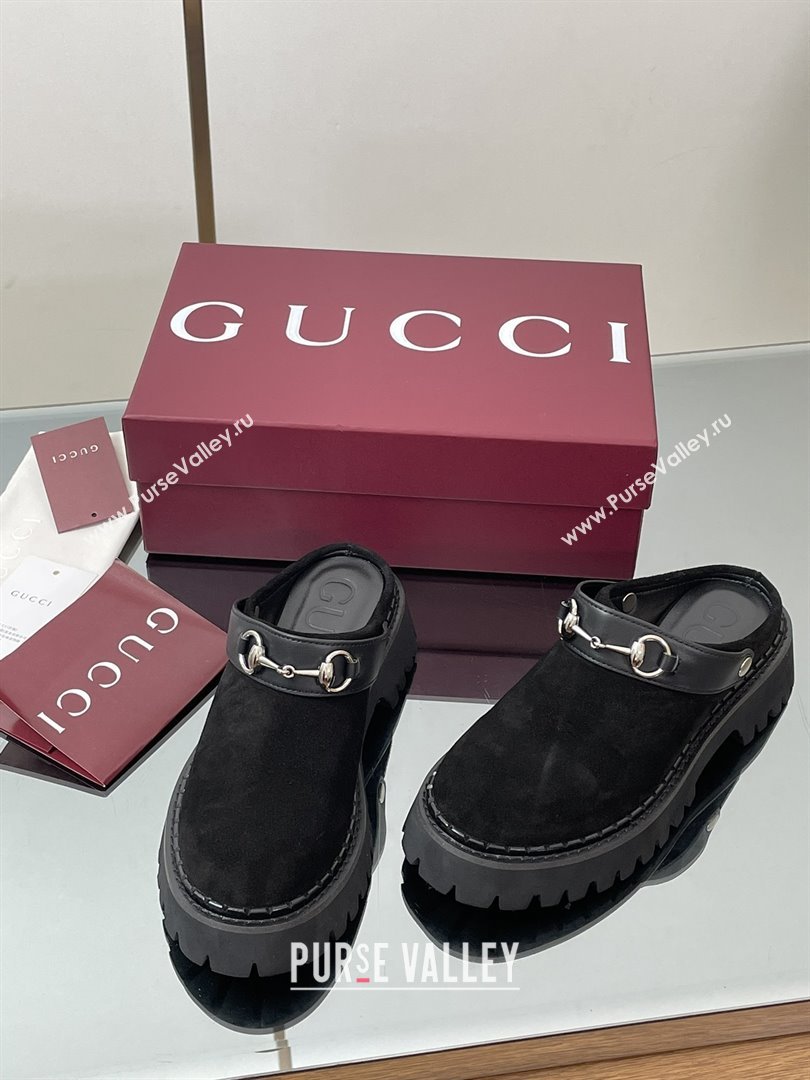 Gucci Suede Mule with Horsebit 835829 Black 2025 (MD-25080609)