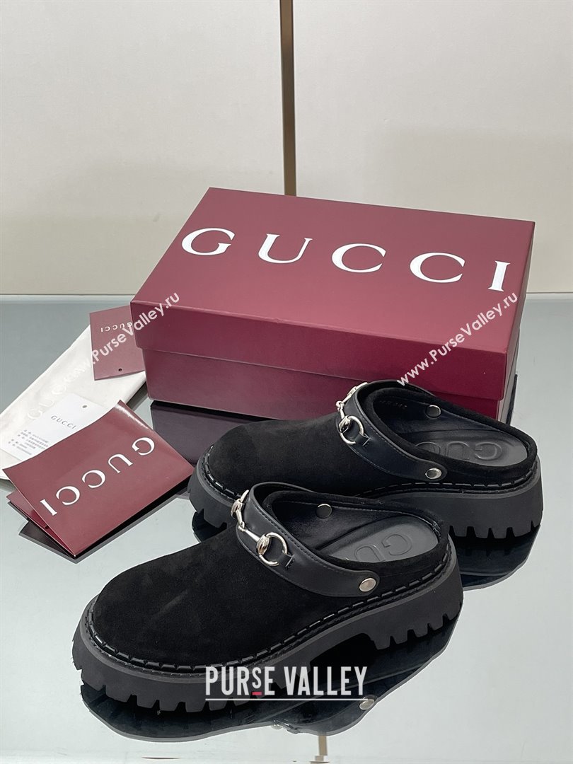 Gucci Suede Mule with Horsebit 835829 Black 2025 (MD-25080609)