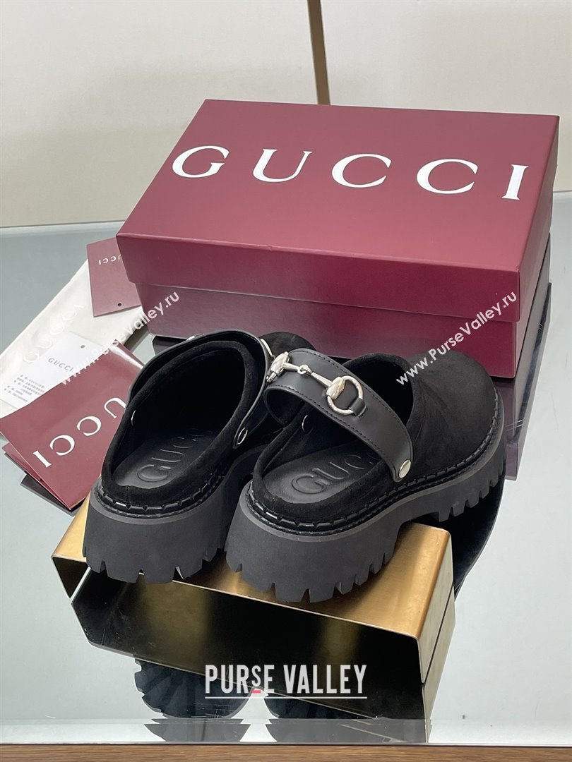 Gucci Suede Mule with Horsebit 835829 Black 2025 (MD-25080609)