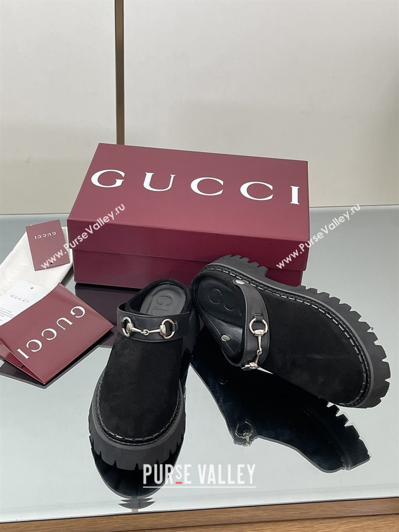 Gucci Suede Mule with Horsebit 835829 Black 2025 (MD-25080609)