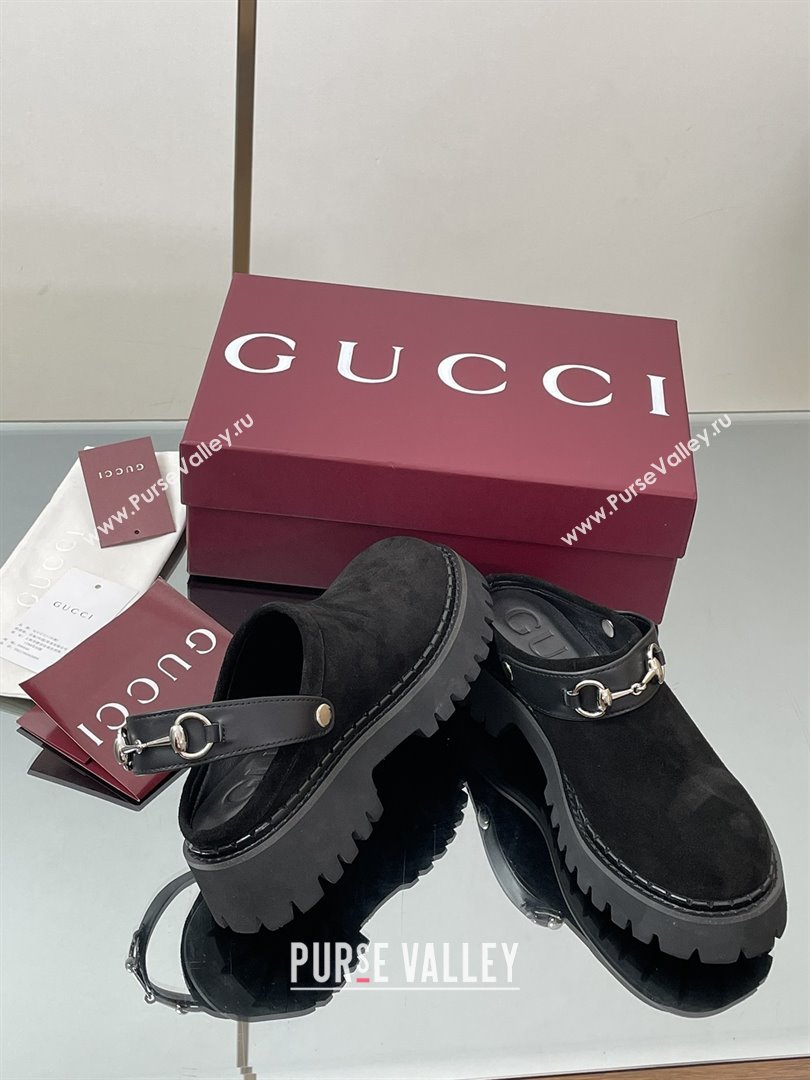Gucci Suede Mule with Horsebit 835829 Black 2025 (MD-25080609)