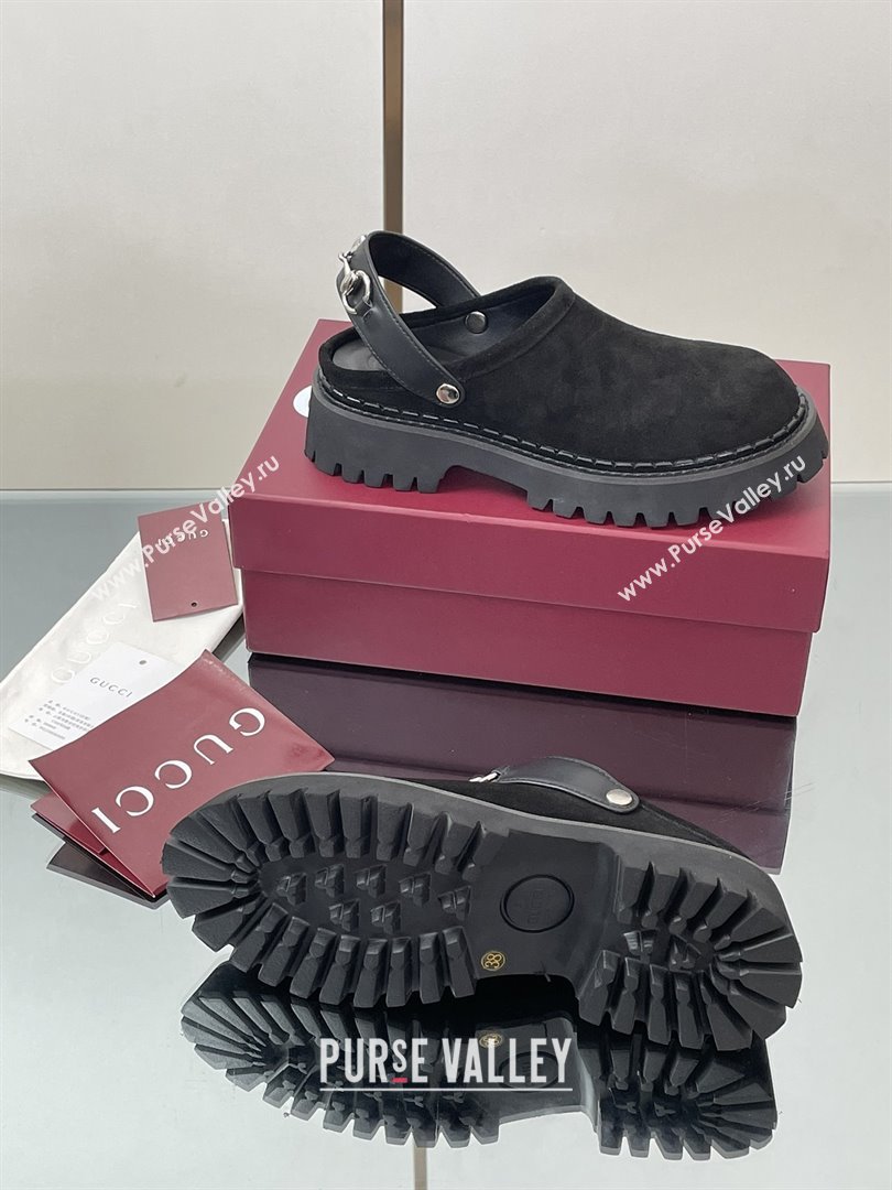 Gucci Suede Mule with Horsebit 835829 Black 2025 (MD-25080609)