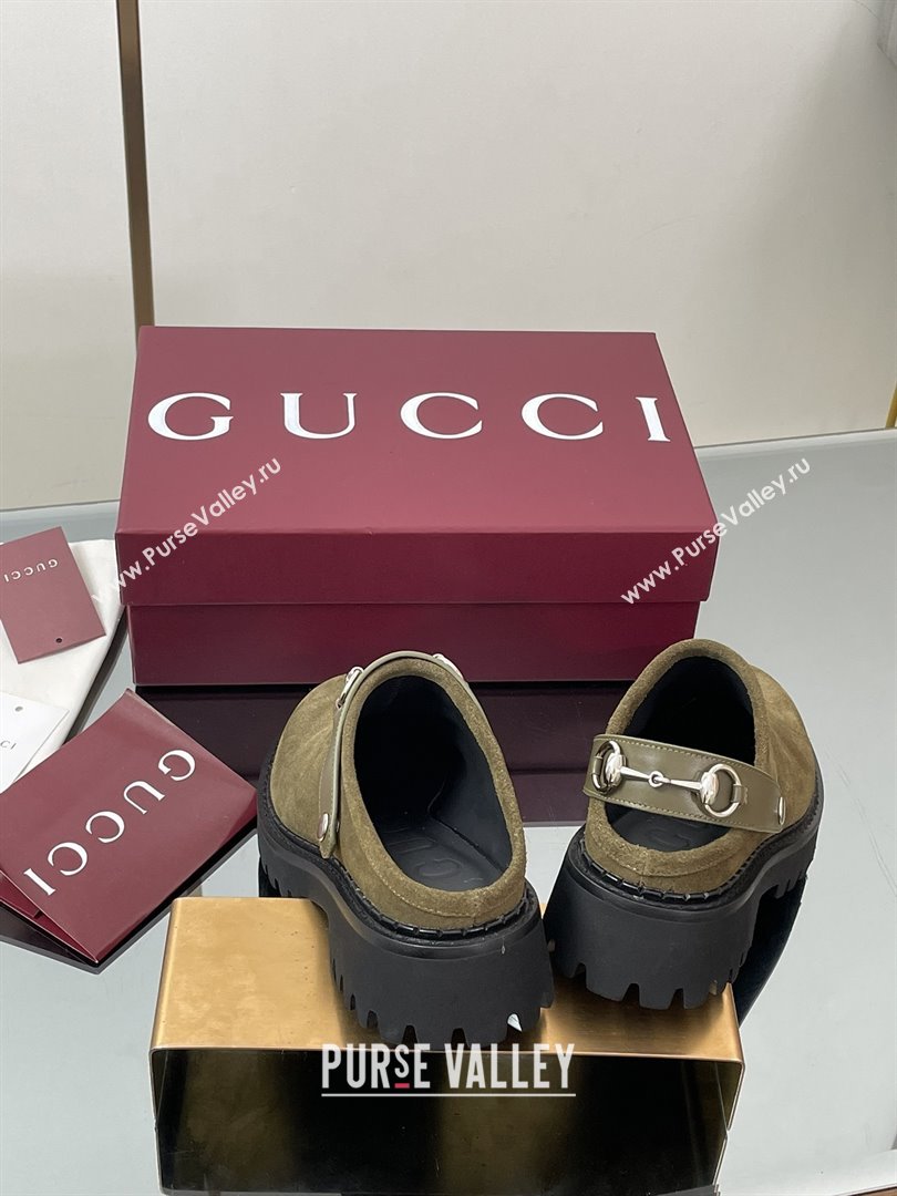 Gucci Suede Mule with Horsebit 835829 Dark Green 2025 (MD-25080610)