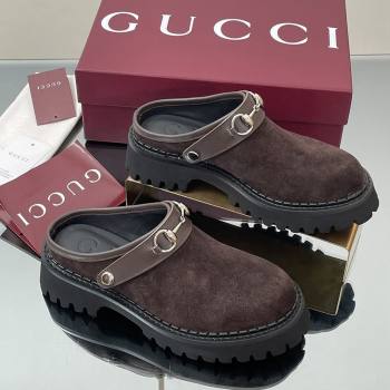 Gucci Suede Mule with Horsebit 835829 Dark Brown 2025 (MD-25080611)