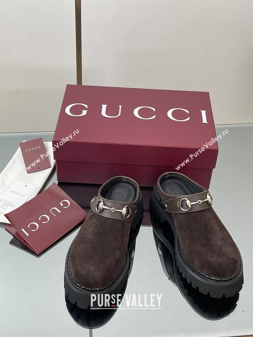 Gucci Suede Mule with Horsebit 835829 Dark Brown 2025 (MD-25080611)