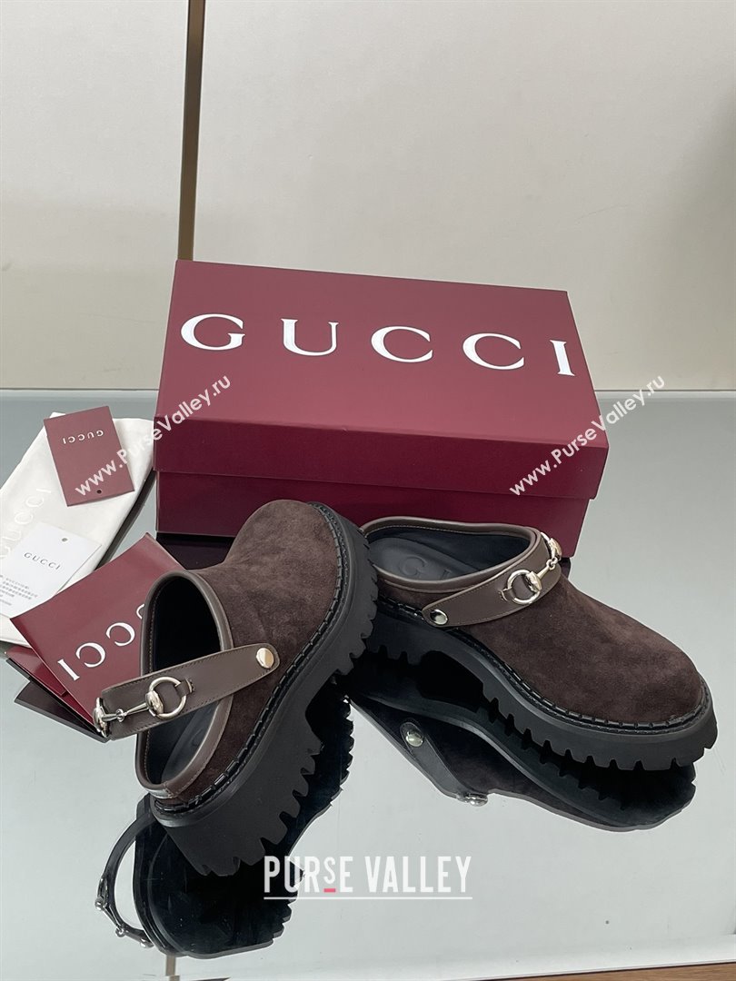 Gucci Suede Mule with Horsebit 835829 Dark Brown 2025 (MD-25080611)