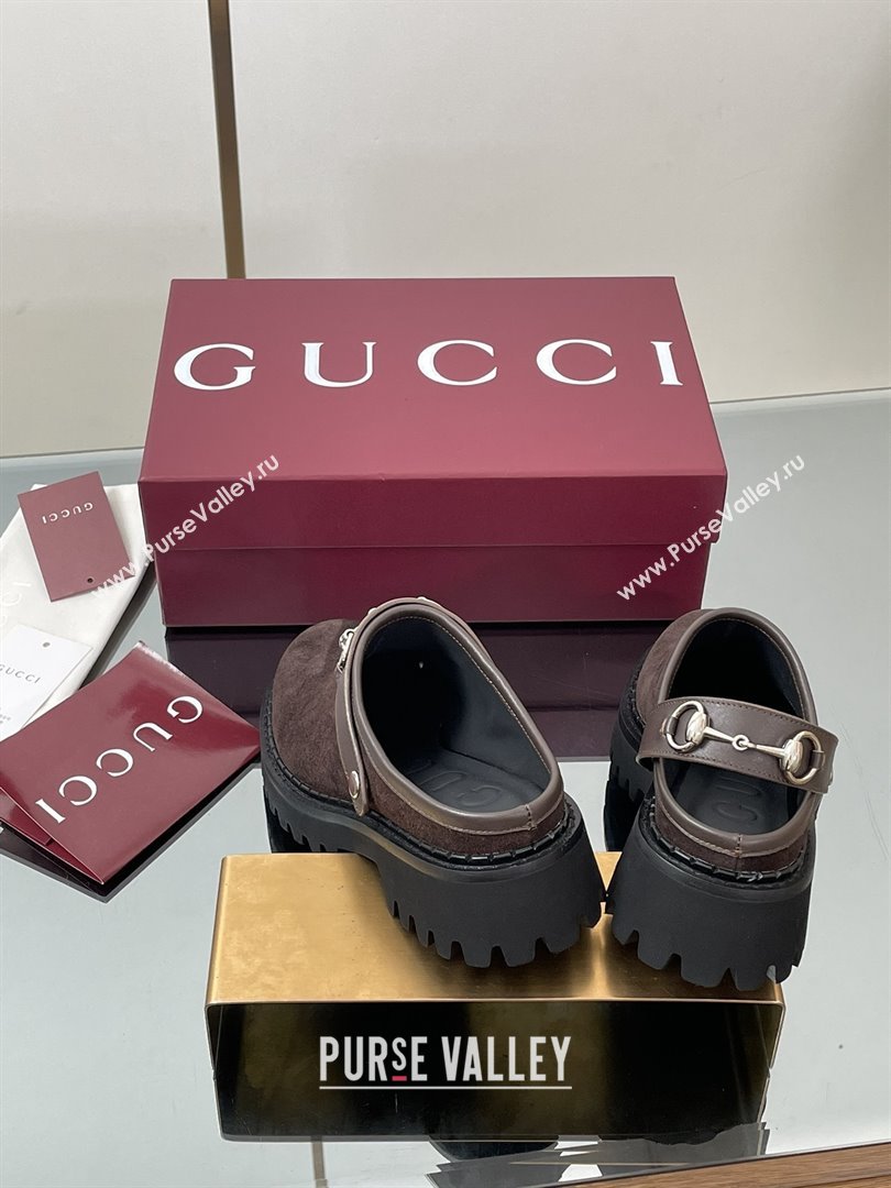 Gucci Suede Mule with Horsebit 835829 Dark Brown 2025 (MD-25080611)