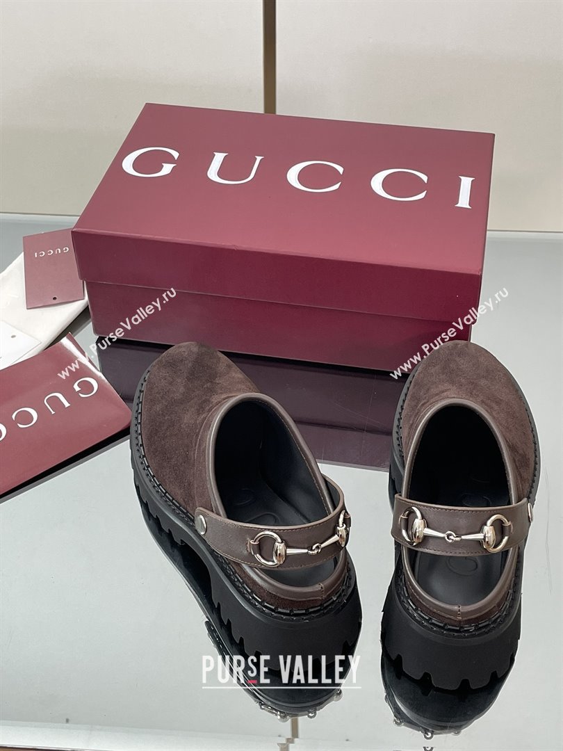 Gucci Suede Mule with Horsebit 835829 Dark Brown 2025 (MD-25080611)