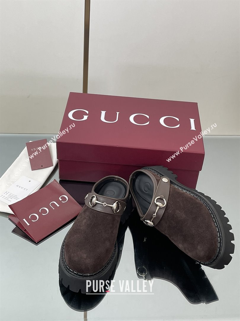 Gucci Suede Mule with Horsebit 835829 Dark Brown 2025 (MD-25080611)