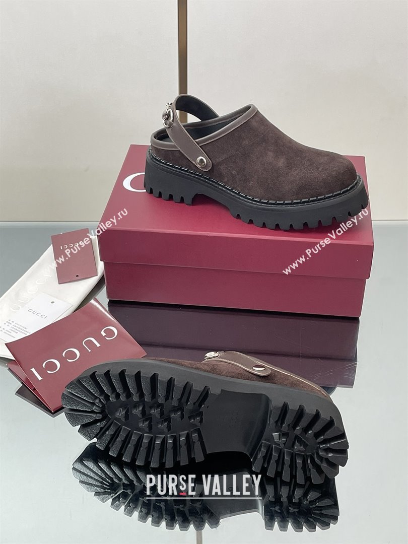 Gucci Suede Mule with Horsebit 835829 Dark Brown 2025 (MD-25080611)