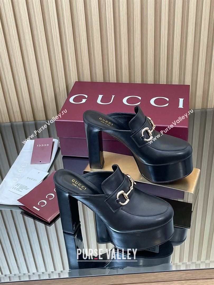 Gucci Platform Mule with Horsebit 835315 Black 2025 (MD-25080608)
