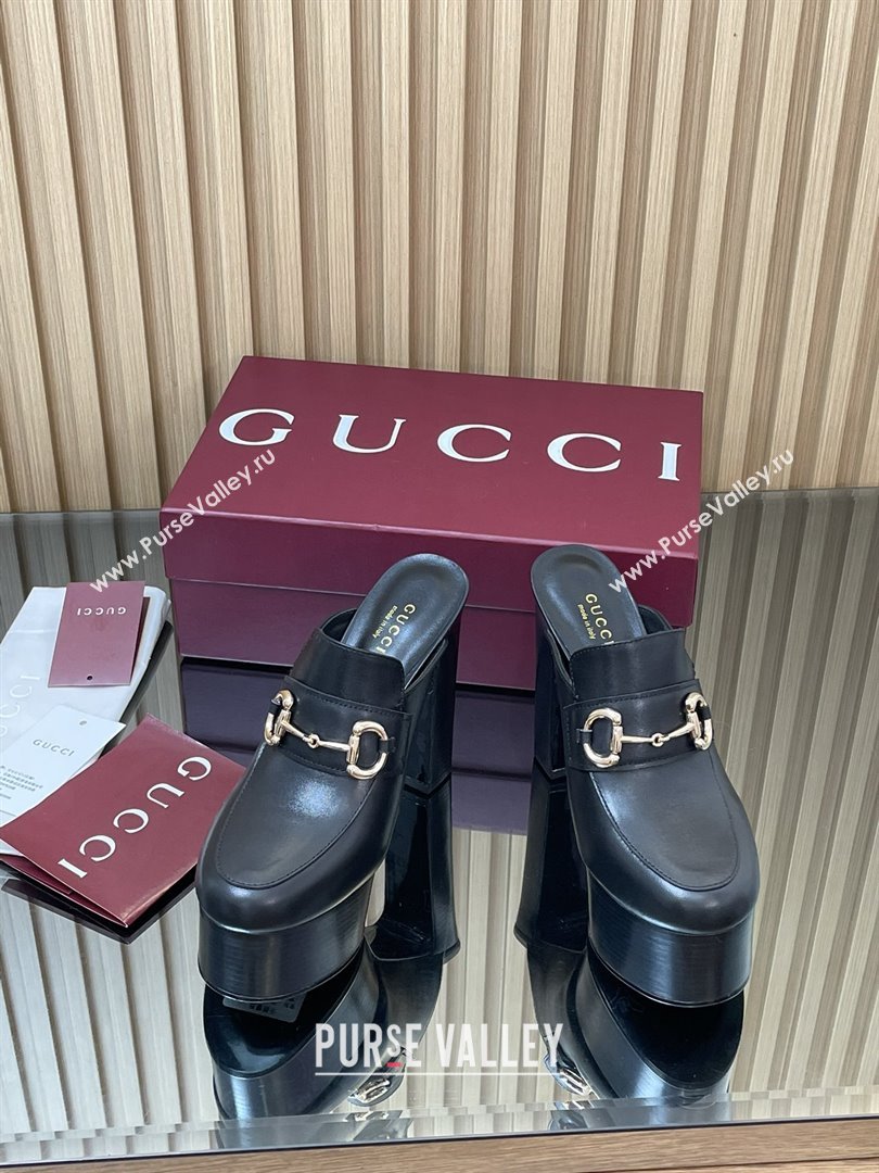 Gucci Platform Mule with Horsebit 835315 Black 2025 (MD-25080608)