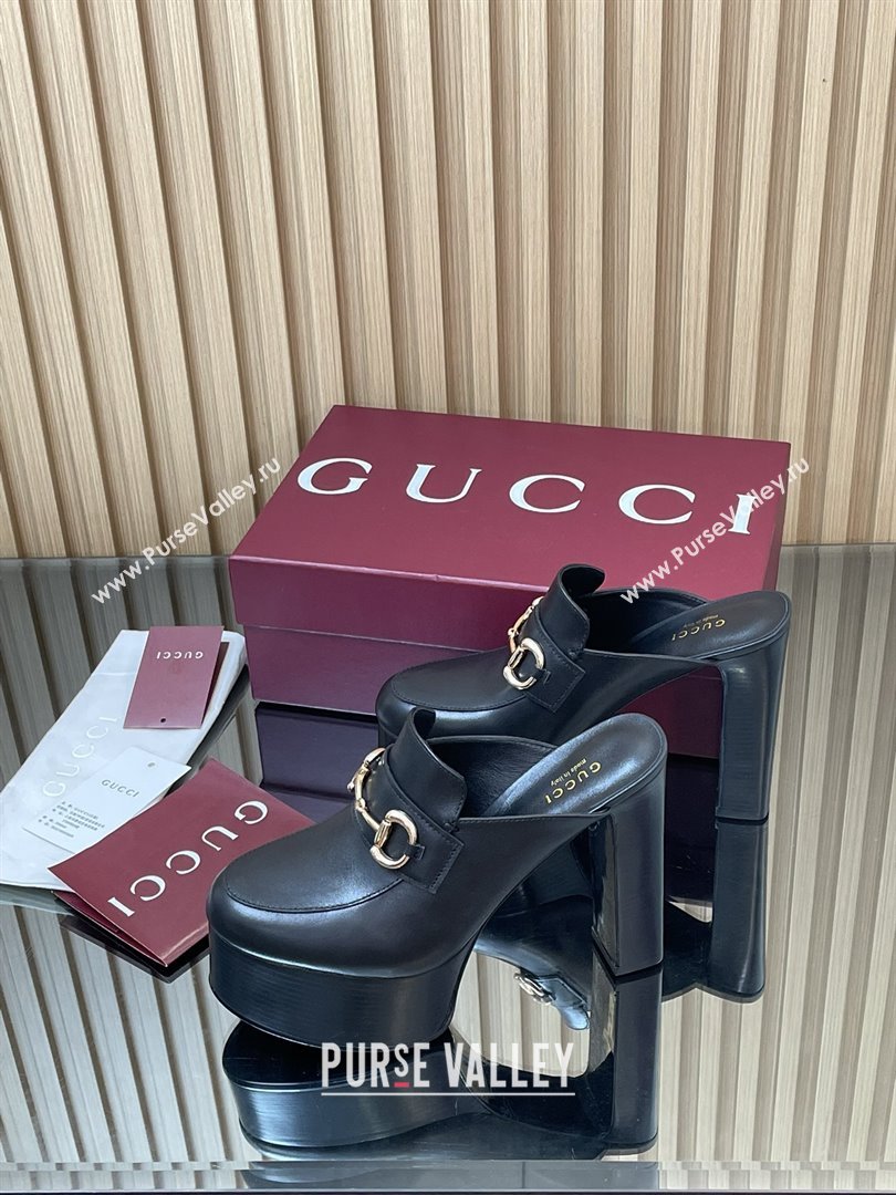 Gucci Platform Mule with Horsebit 835315 Black 2025 (MD-25080608)